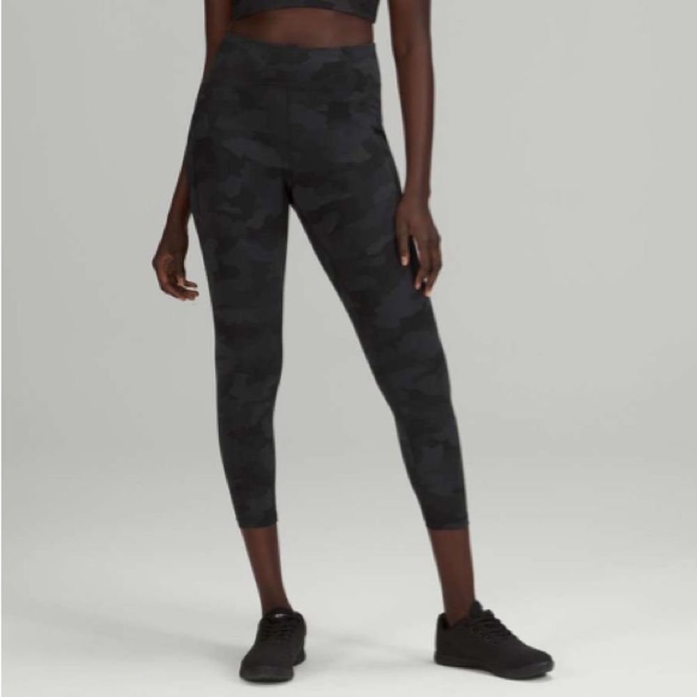 Lululemon Gray Camouflage Power Through High Rise Leggings 4